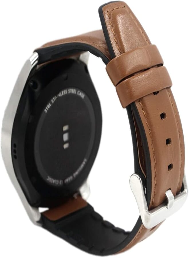 KOMI Compatible with Samsung Galaxy Watch 46mm Bands,22mm Silicone Leather Replacement Strap for Galaxy Watch 3 45mm/46mm/S3 Classic and Frontier/Huawei GT 2 Pro/GT 2e/GT Active(Brown)